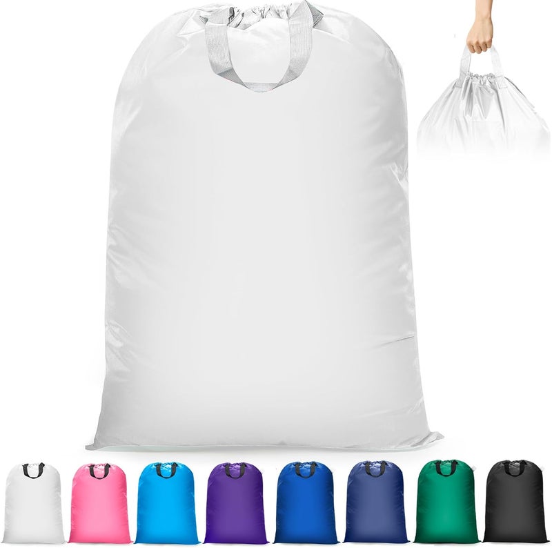Isink Extra Large Heavy Duty Laundry Bag - 28" x 40", Travel Laundry Bag for Dirty Clothes, Camping (White) - Image 1